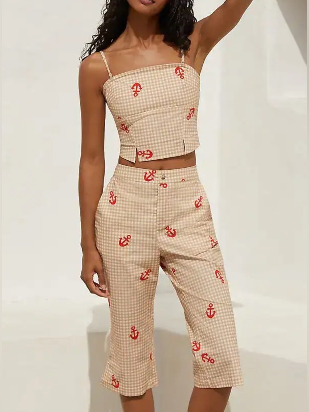 Nwot Beige Gingham Ancho Pants